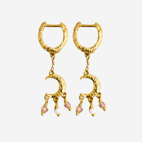 M�ne �reringe med perler - Guldbelagt